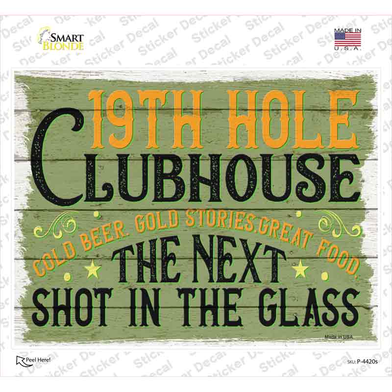 19th Hole Clubhouse Novelty Rectangle Sticker Decal