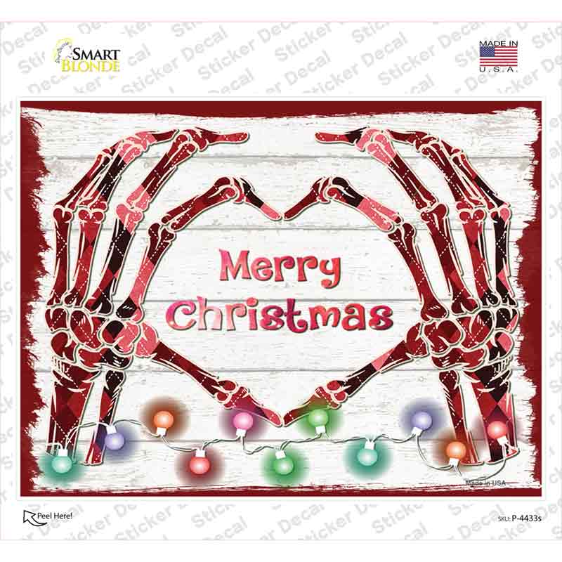 Merry Christmas Skeleton Hands Novelty Rectangle Sticker Decal