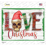 Love Christmas Skull Novelty Rectangle Sticker Decal