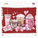 Love Coffee Hearts Novelty Rectangle Sticker Decal
