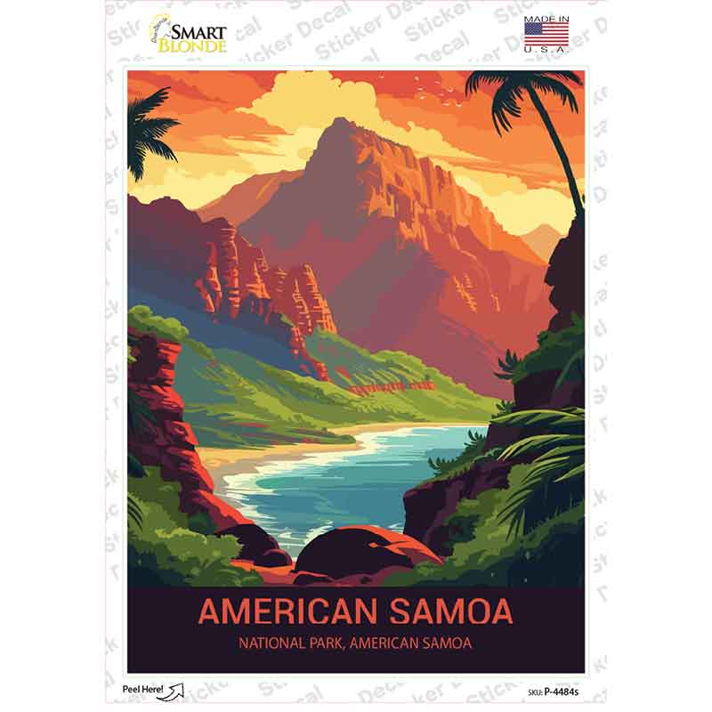 American Samoa Novelty Rectangle Sticker Decal P-4484s