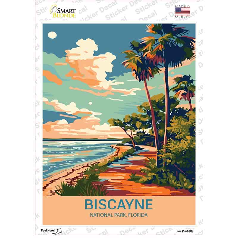 Biscayne Florida Novelty Rectangle Sticker Decal P-4488s
