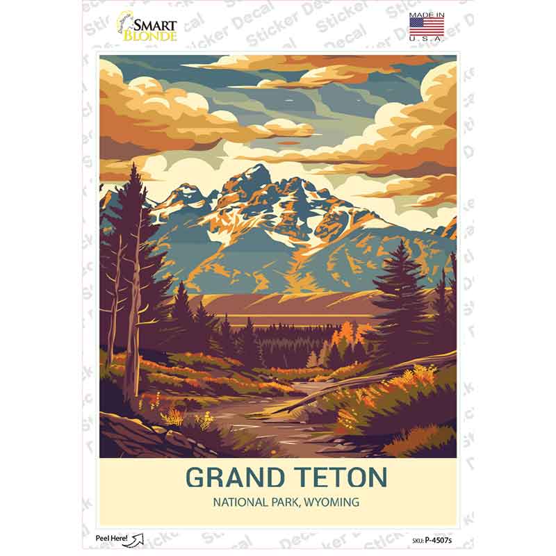 Grand Teton Wyoming Novelty Rectangle Sticker Decal P-4507s