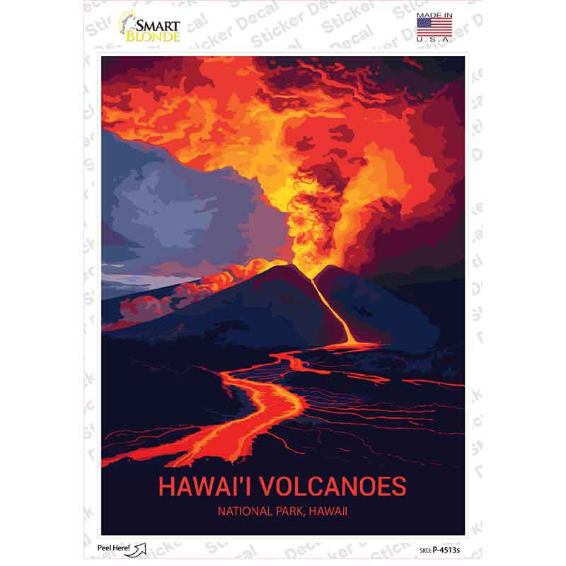 Hawaii Volcanoes Novelty Rectangle Sticker Decal P-4513s