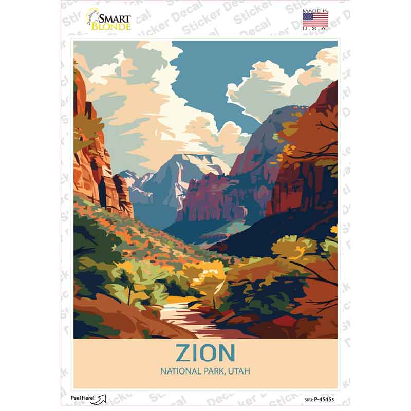 Zion Utah Novelty Rectangle Sticker Decal P-4545s