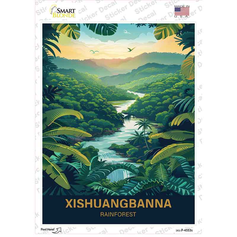 Xishuangbanna Rainforest Novelty Rectangle Sticker Decal P-4553s