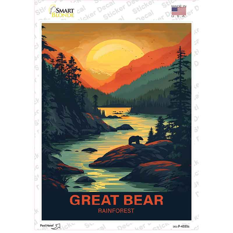 Great Bear Rainforest Novelty Rectangle Sticker Decal P-4555s