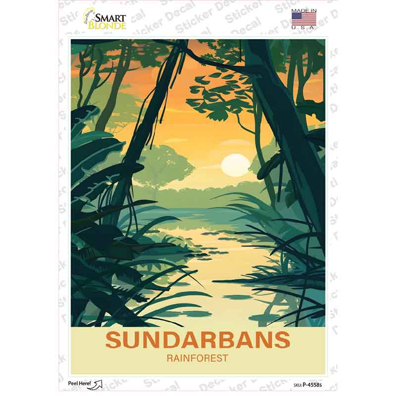 Sundarbans Rainforest Novelty Rectangle Sticker Decal P-4558s