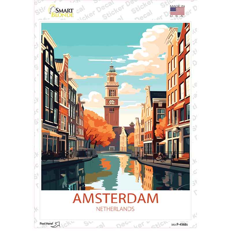 Amsterdam Netherlands Novelty Rectangle Sticker Decal P-4568s