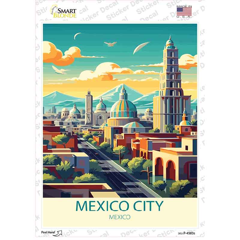 Mexico City Novelty Rectangle Sticker Decal P-4583s