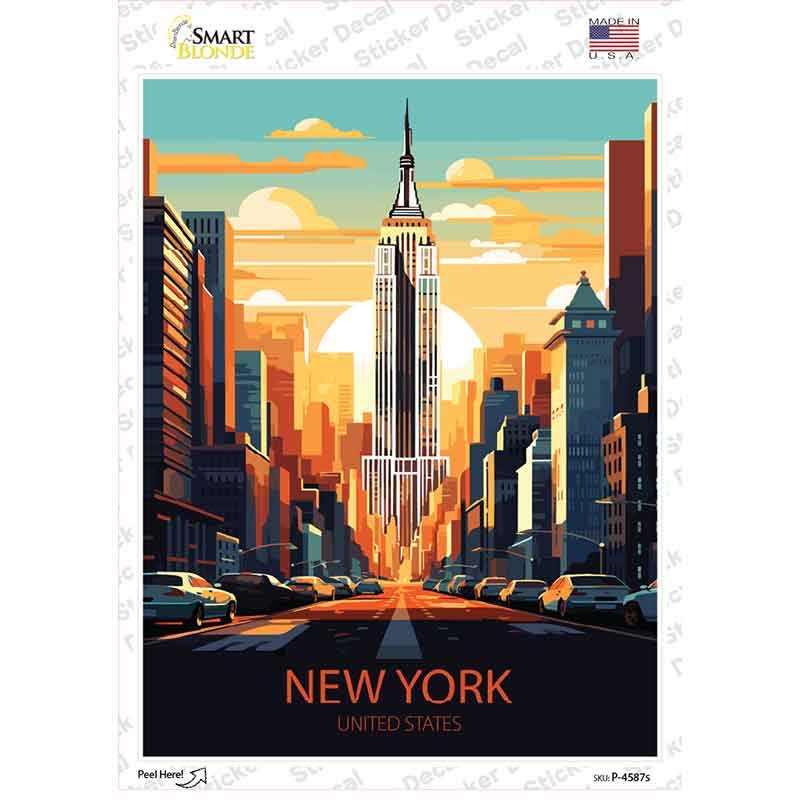 New York United States Novelty Rectangle Sticker Decal P-4587s
