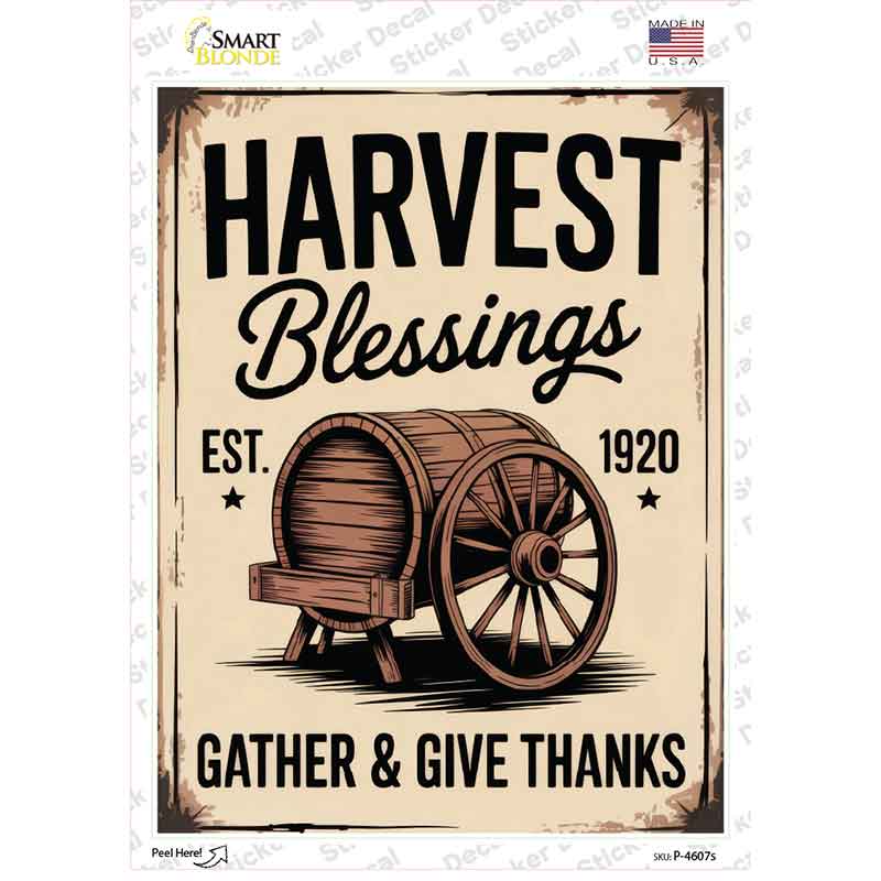 Harvest Blessings Novelty Rectangle Sticker Decal P-4607s