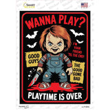 Wanna Play Chucky Novelty Rectangle Sticker Decal P-4634s