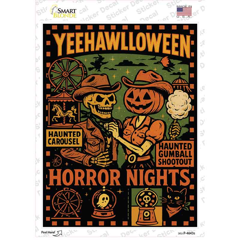 YeeHawlloween Novelty Rectangle Sticker Decal P-4643s