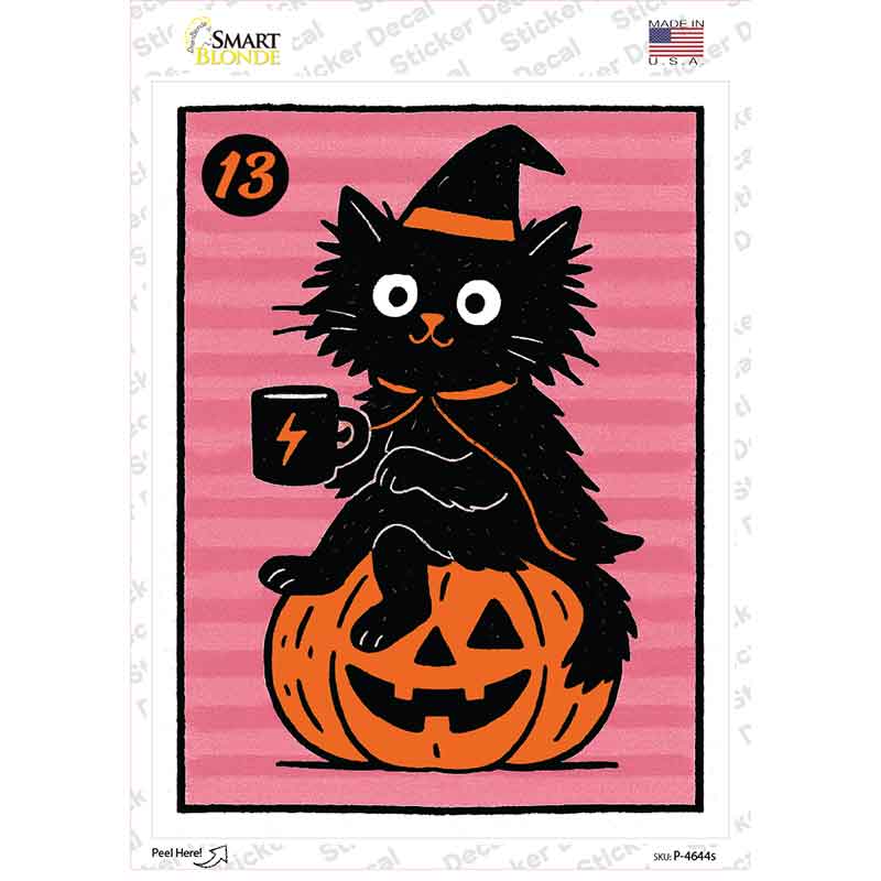 Black Cat on Pumpkin Novelty Rectangle Sticker Decal P-4644s