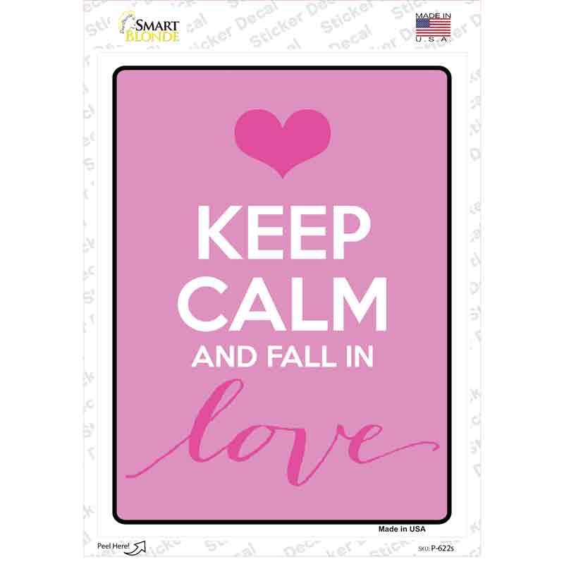 Keep Calm Fall In Love Novelty Rectangle Sticker Decal