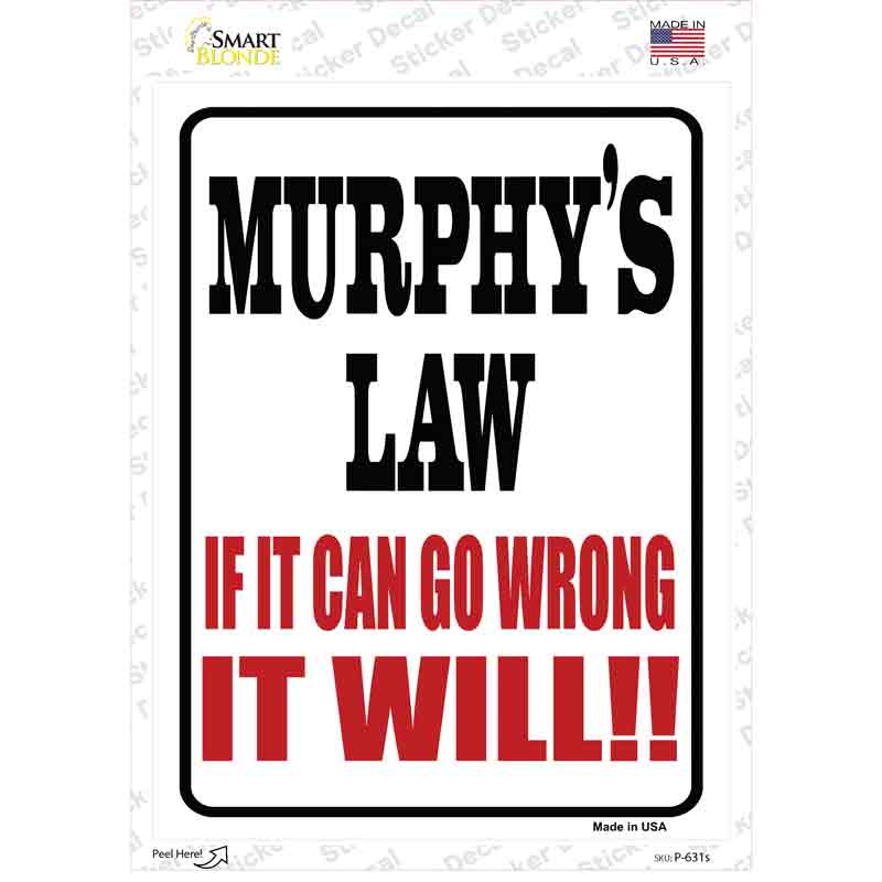 Murphys Law Novelty Rectangle Sticker Decal
