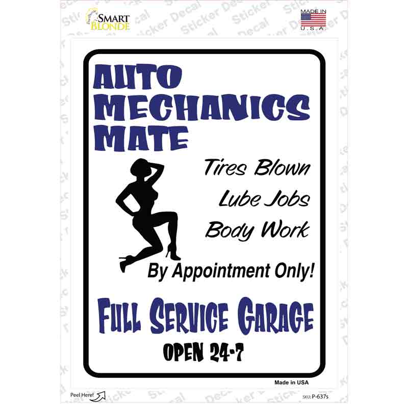 Auto Mechanics Mate Novelty Rectangle Sticker Decal