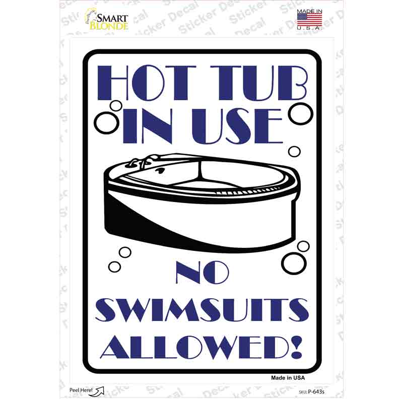 Hot Tub in Use Novelty Rectangle Sticker Decal