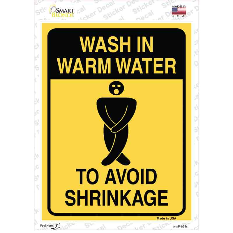 Wash in Warm Water Novelty Rectangle Sticker Decal