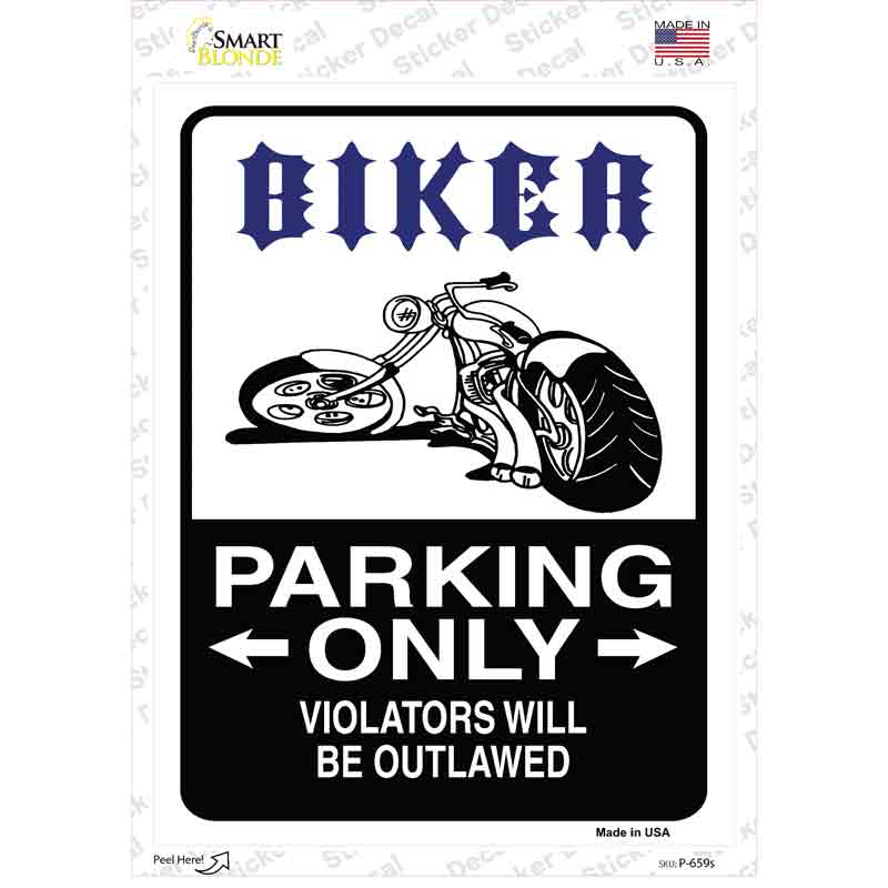 Biker Only Outlawed Novelty Rectangle Sticker Decal