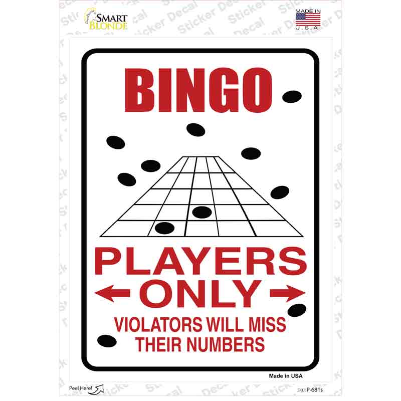Bingo Players Only Novelty Rectangle Sticker Decal