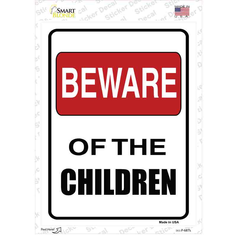 Beware Of Children Novelty Rectangle Sticker Decal
