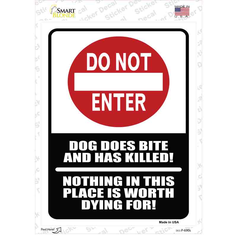 Do Not Enter Dog Bites Novelty Rectangle Sticker Decal