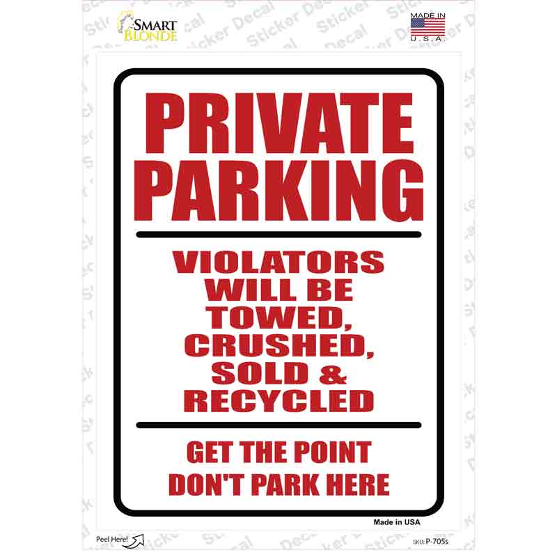 Private Parking Novelty Rectangle Sticker Decal