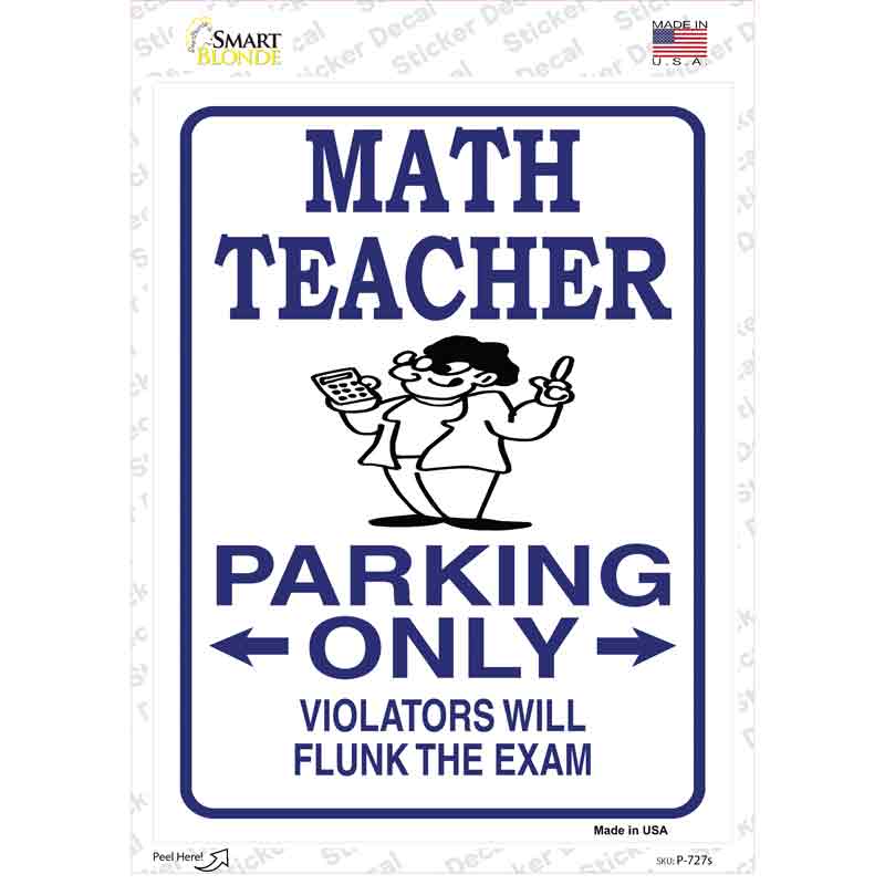 Math Teacher Parking Novelty Rectangle Sticker Decal