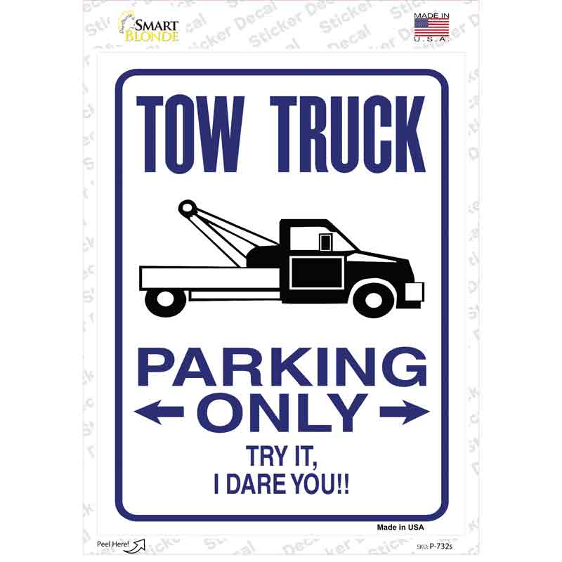 Tow Truck Parking Novelty Rectangle Sticker Decal