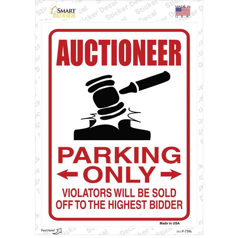 Auctioneer Parking Novelty Rectangle Sticker Decal