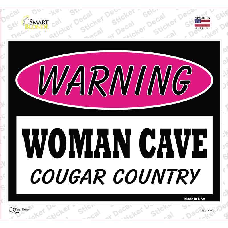 Woman Cave Cougar Country Novelty Rectangle Sticker Decal
