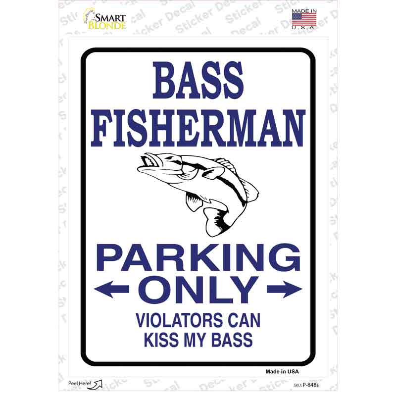 Bass Fisherman Only Novelty Rectangle Sticker Decal