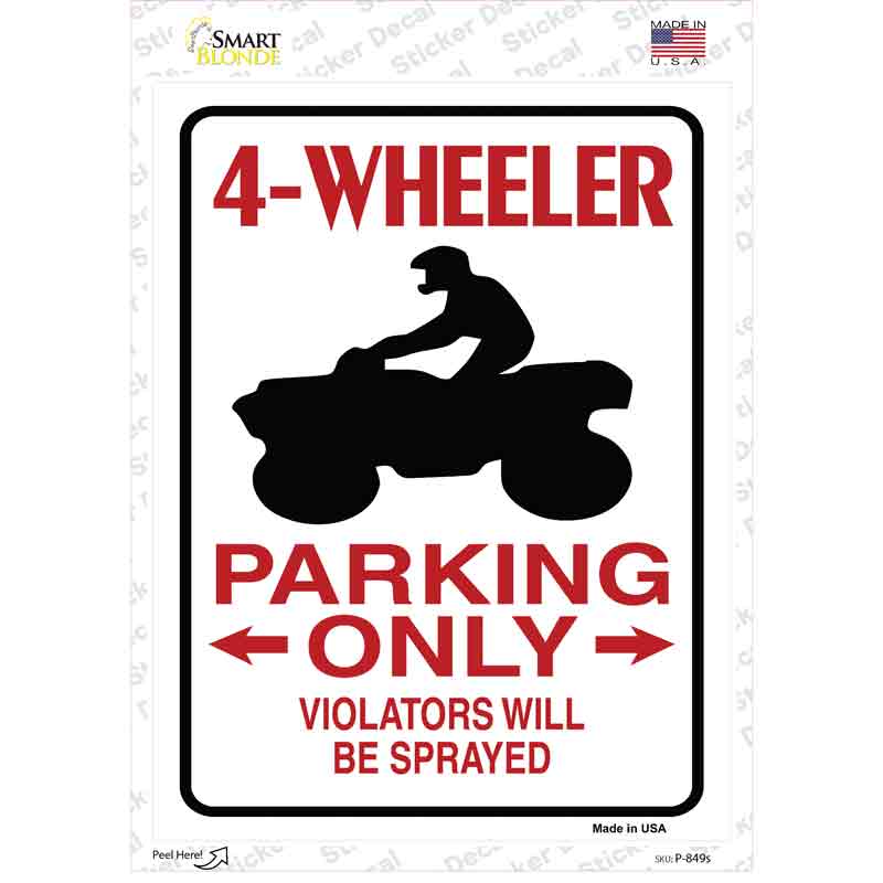 4 Wheeler Only Novelty Rectangle Sticker Decal