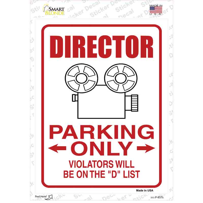Director Parking D List Novelty Rectangular Sticker Decal