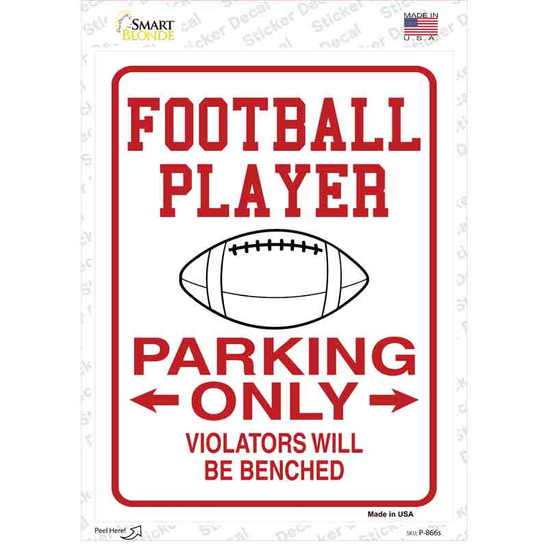 Football Player Parking Benched Novelty Rectangular Sticker Decal