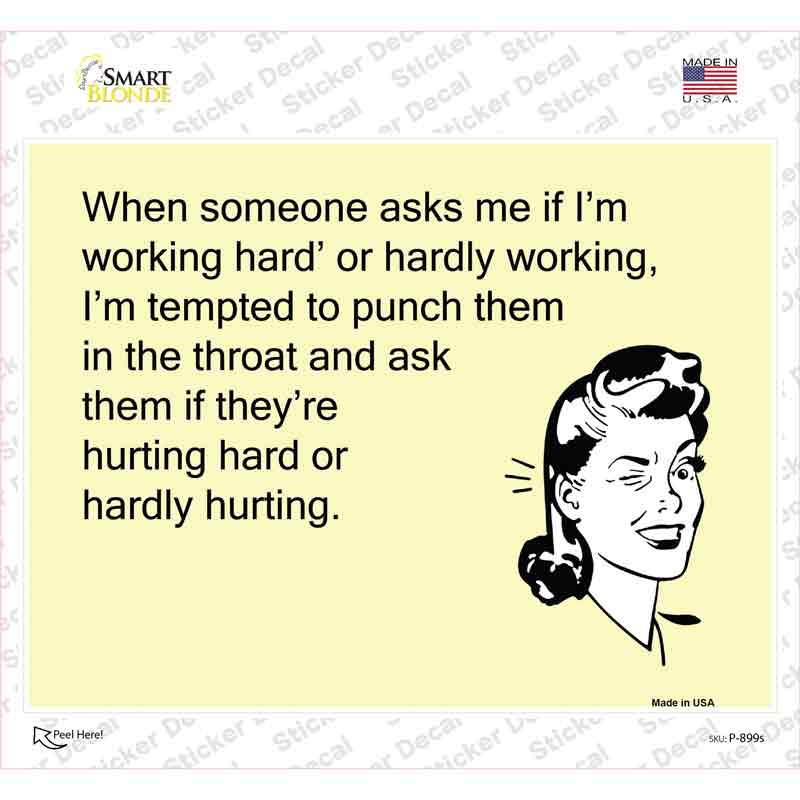 Working hard or hardly working Novelty Rectangle Sticker Decal
