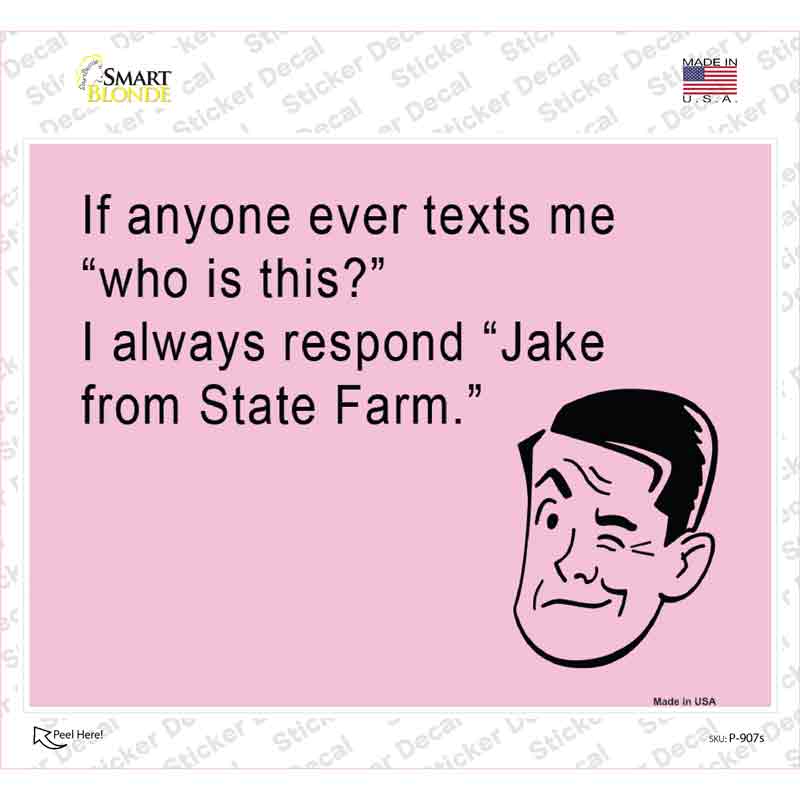 Jake from statefarm Novelty Rectangle Sticker Decal