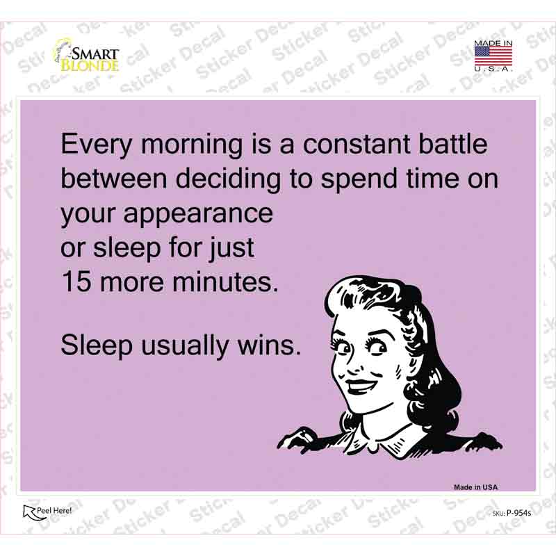 Sleep Usually Wins Novelty Rectangle Sticker Decal
