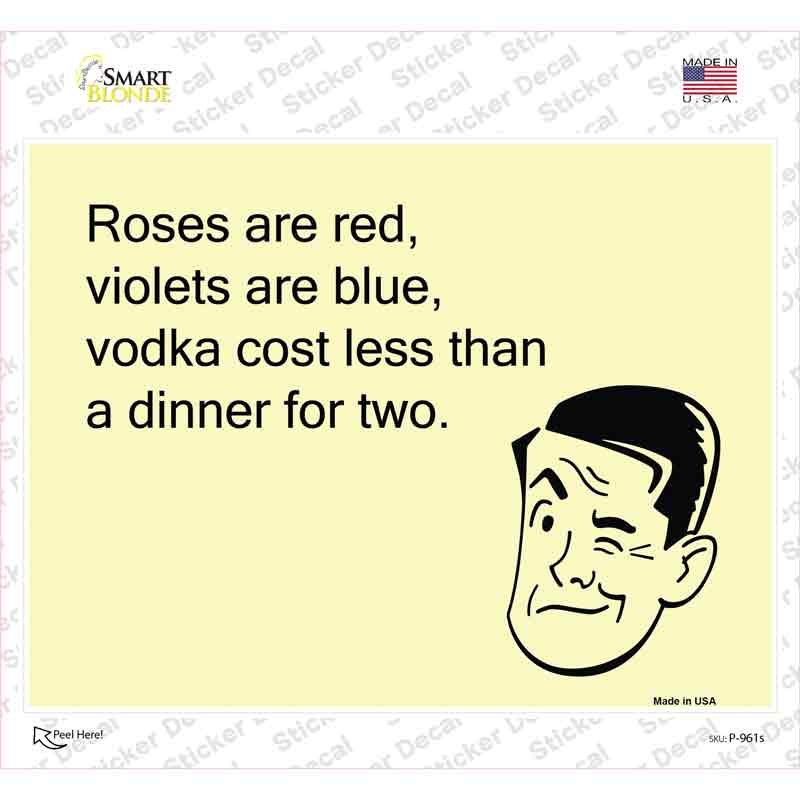 Roses Are Red Novelty Rectangle Sticker Decal