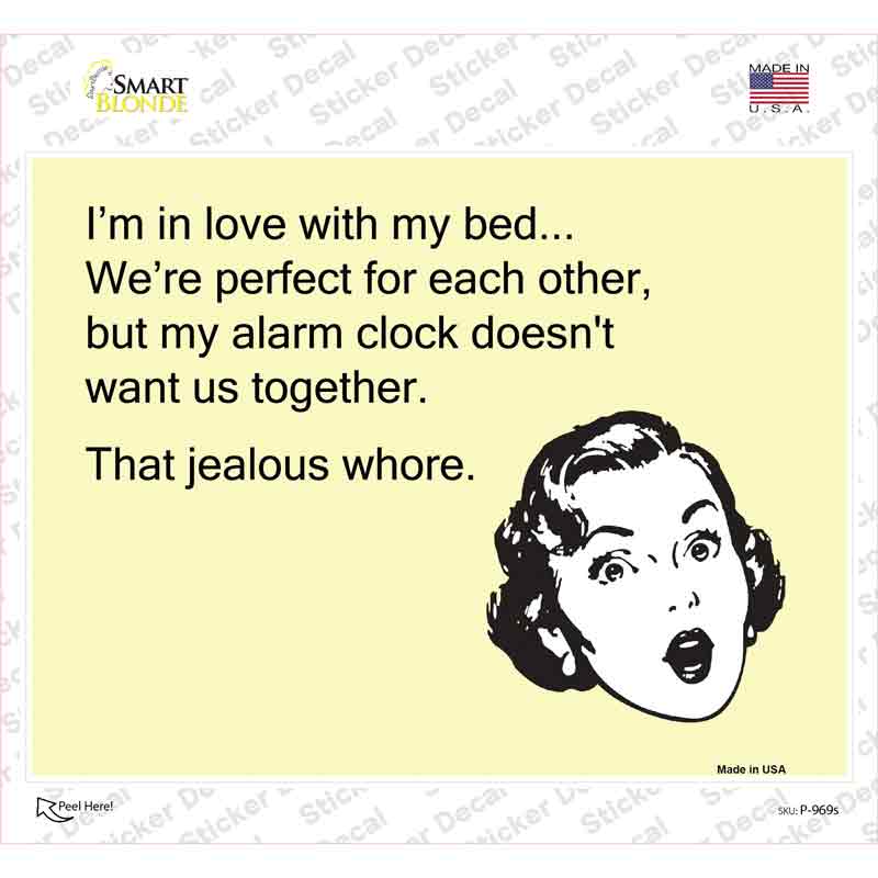 In Love With My Bed Novelty Rectangle Sticker Decal