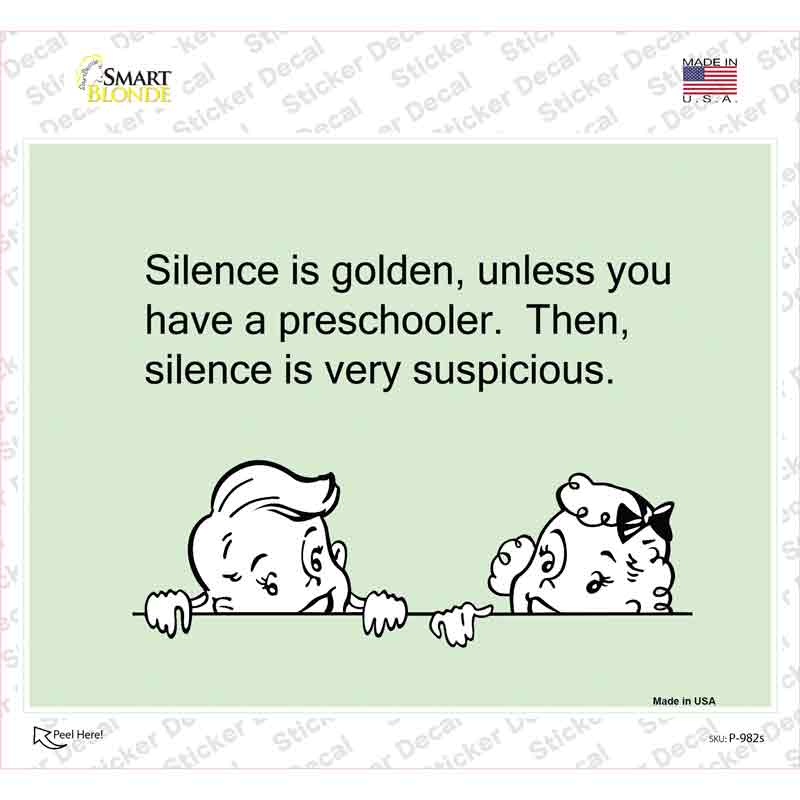 Silence Is Golden Novelty Rectangle Sticker Decal