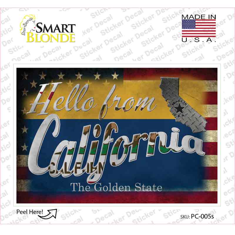 Hello From California Novelty Postcard Sticker Decals