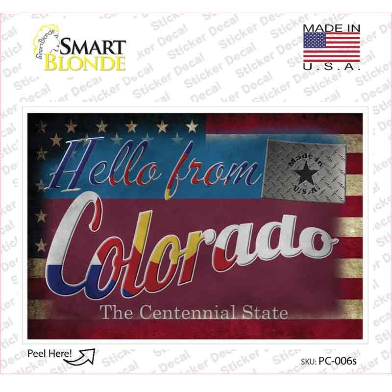 Hello From Colorado Novelty Postcard Sticker Decals