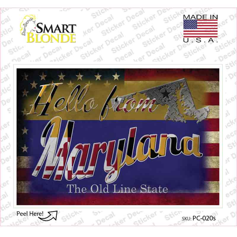 Hello From Maryland Novelty Postcard Sticker Decals