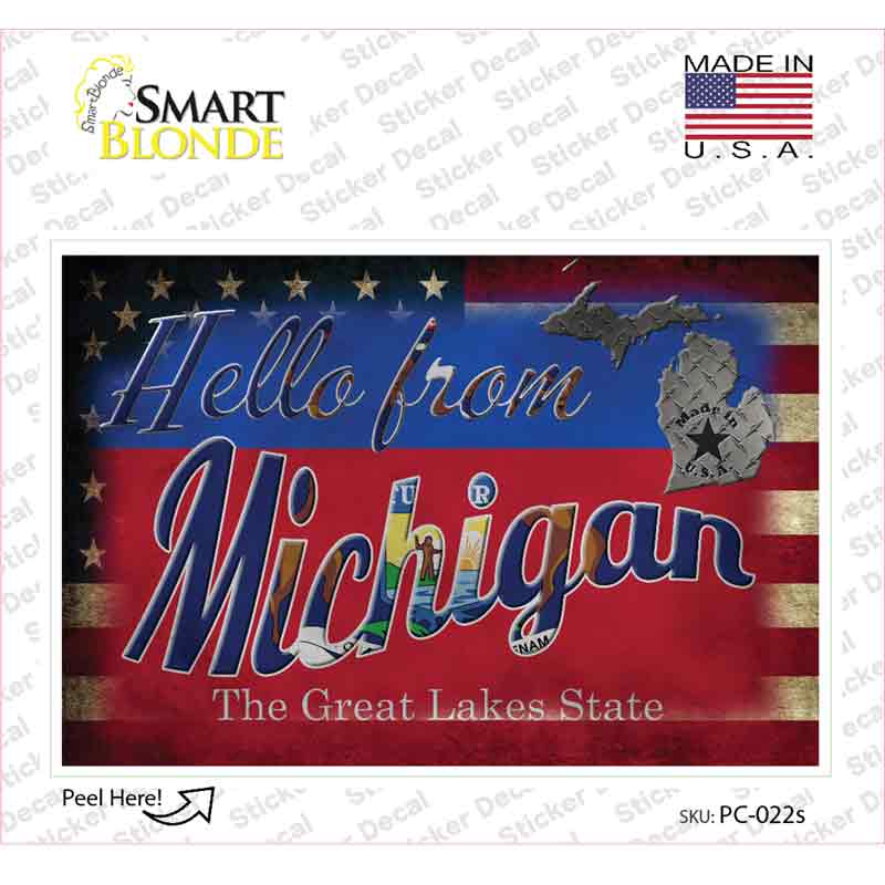 Hello From Michigan Novelty Postcard Sticker Decals