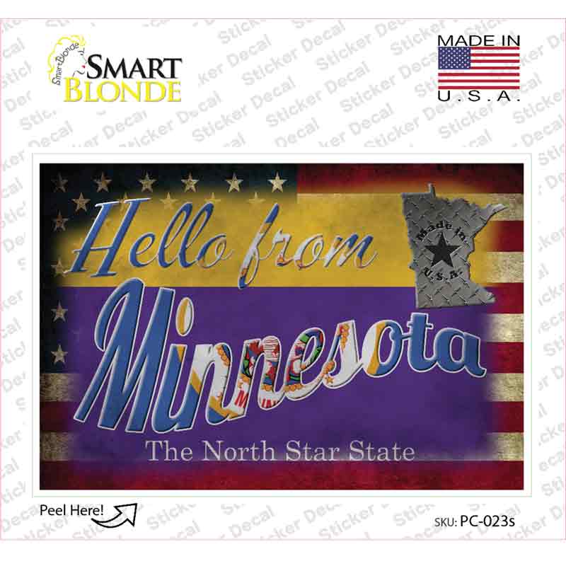 Hello From Minnesota Novelty Postcard Sticker Decals