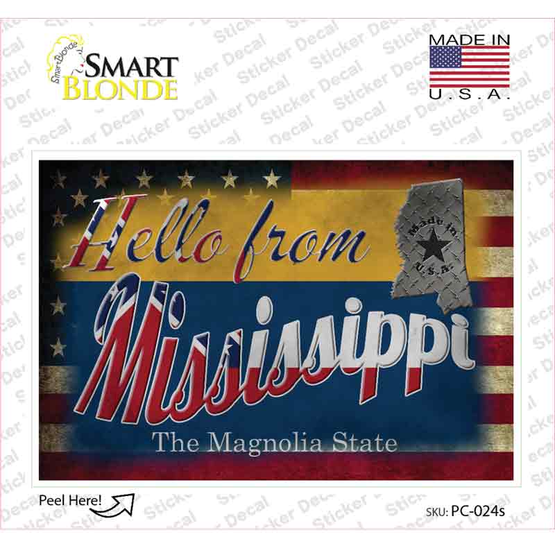 Hello From Mississippi Novelty Postcard Sticker Decals