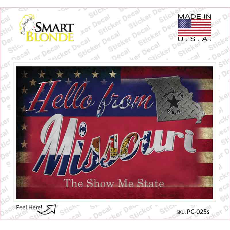 Hello From Missouri Novelty Postcard Sticker Decals